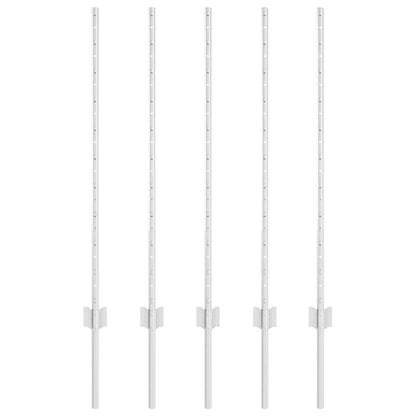 Embedded Fence Post 5 pcs Silver 140 cm Powder-Coated Steel