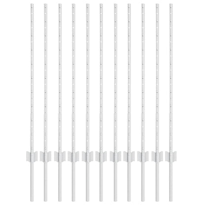 Embedded Fence Post 11 pcs Silver 140 cm Powder-Coated Steel