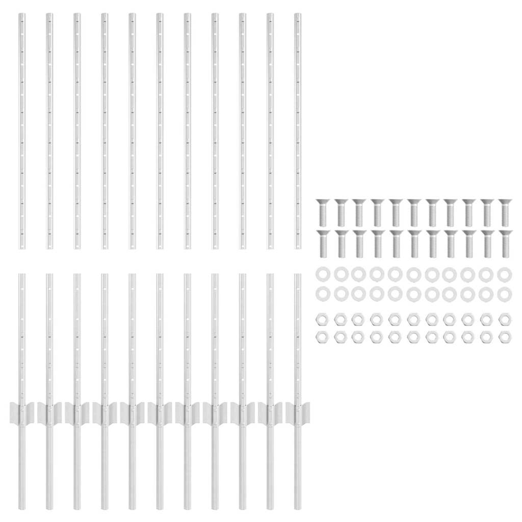 Embedded Fence Post 11 pcs Silver 140 cm Powder-Coated Steel