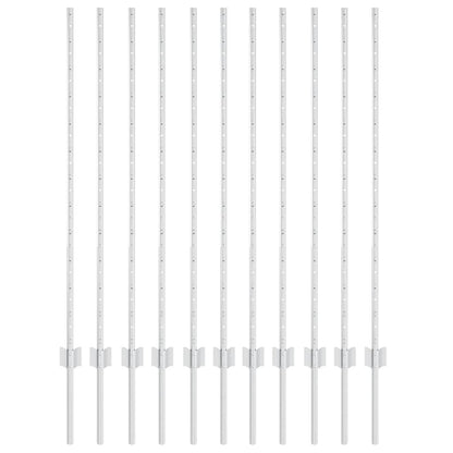 Embedded Fence Post 11 pcs Silver 160 cm Powder-Coated Steel