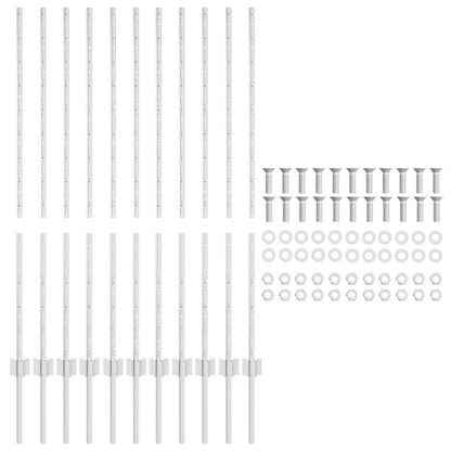 Embedded Fence Post 11 pcs Silver 160 cm Powder-Coated Steel
