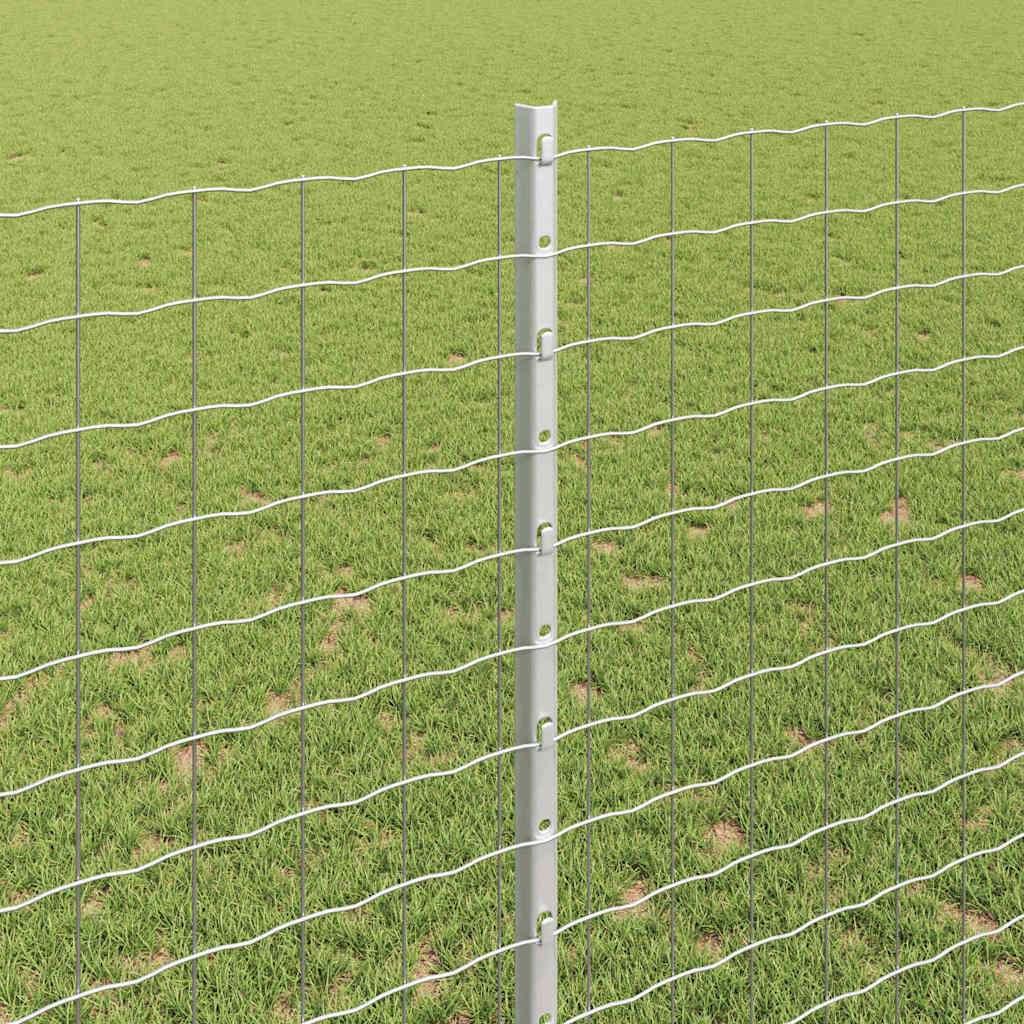 Embedded Fence Post 5 pcs Silver 180 cm Powder-Coated Steel