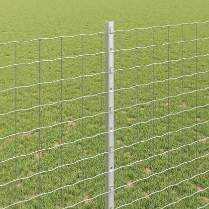 Embedded Fence Post 5 pcs Silver 180 cm Powder-Coated Steel