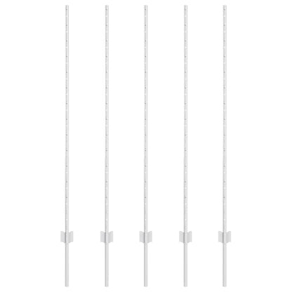 Embedded Fence Post 5 pcs Silver 180 cm Powder-Coated Steel