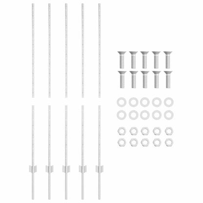 Embedded Fence Post 5 pcs Silver 180 cm Powder-Coated Steel