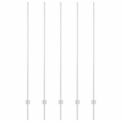 Embedded Fence Post 5 pcs Silver 200 cm Powder-Coated Steel