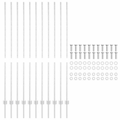 Embedded Fence Post 11 pcs Silver 200 cm Powder-Coated Steel