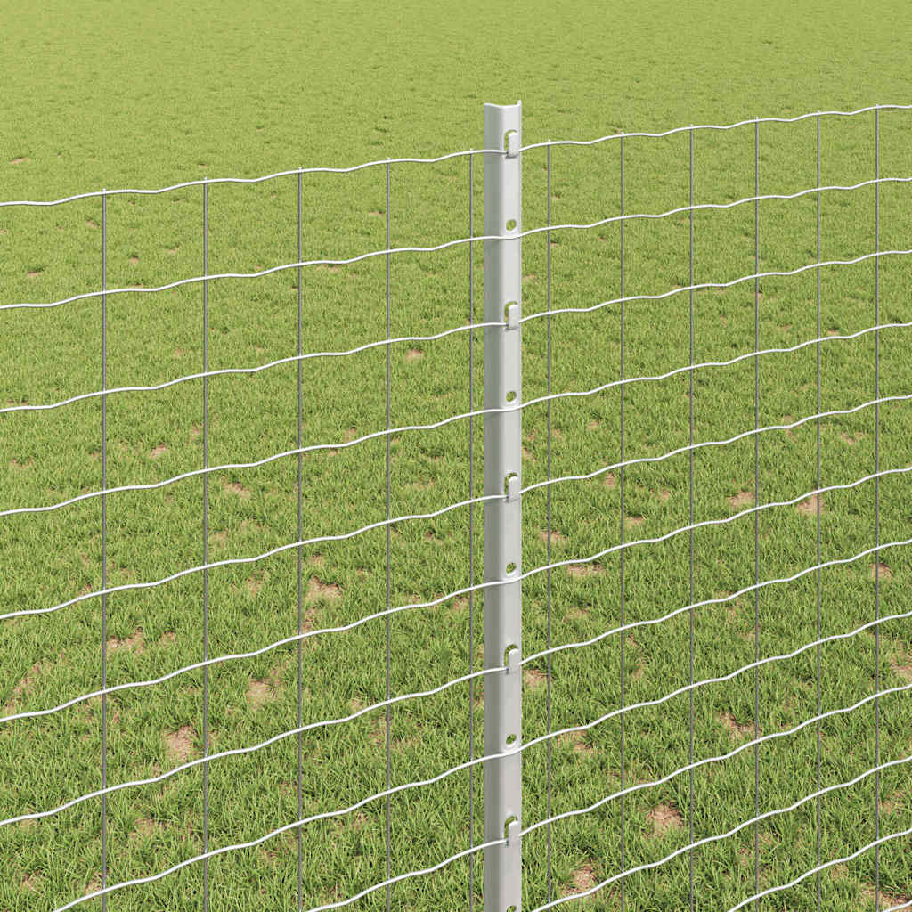 Embedded Fence Post 5 pcs Silver 200 cm Powder-Coated Steel