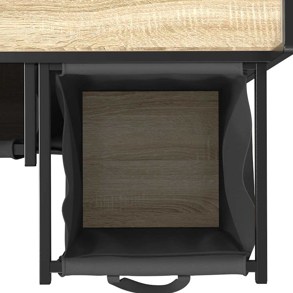 Laundry Basket 3 Compartments with Shelf Sonoma Oak