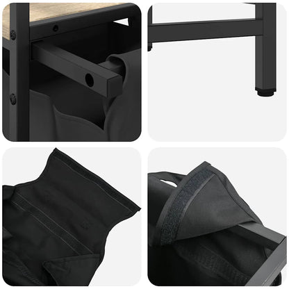 Laundry Basket 3 Compartments with Shelf Sonoma Oak