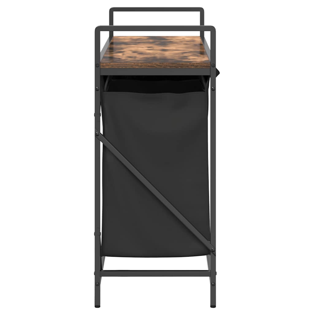 Laundry Basket 3 Compartments with Shelf Smoked Oak