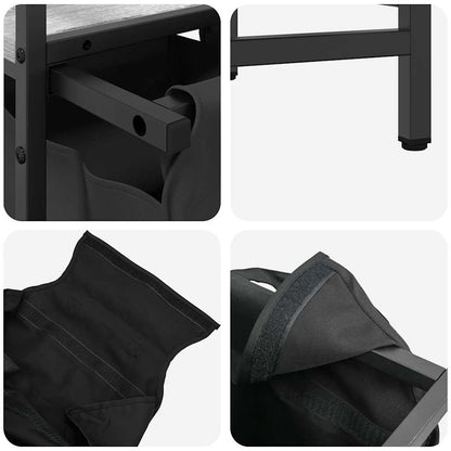 Laundry Basket 3 Compartments with Shelf Grey Sonoma