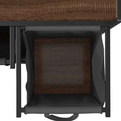 Laundry Basket 3 Compartments with Shelf Brown Oak