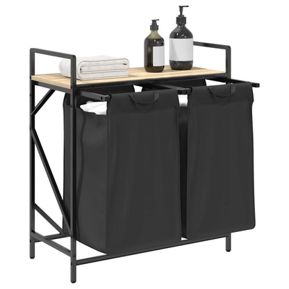 Laundry Basket 2 Compartments with Shelf Sonoma Oak