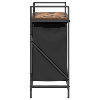 Laundry Basket 2 Compartments with Shelf Smoked Oak