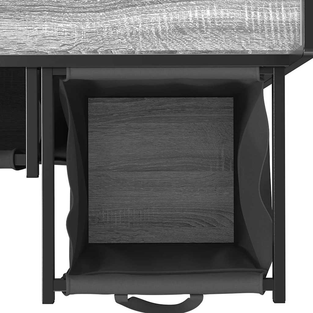 Laundry Basket 2 Compartments with Shelf Grey Sonoma