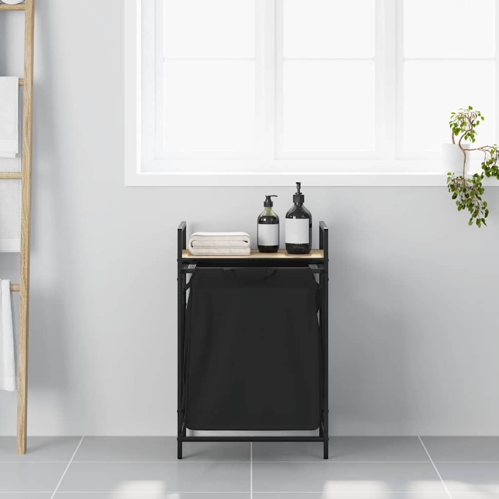 Laundry Basket 1 Compartment with Shelf Sonoma Oak