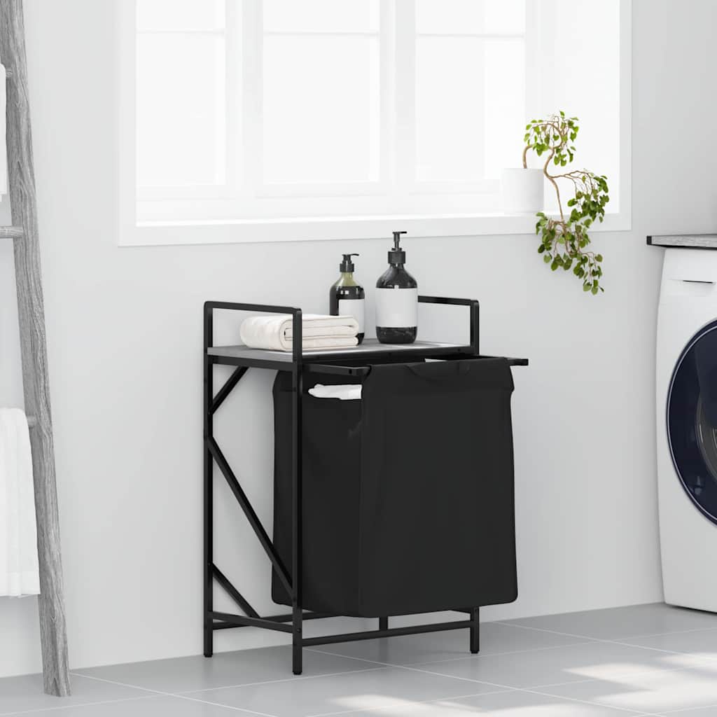 Laundry Basket 1 Compartment with Shelf Grey Sonoma