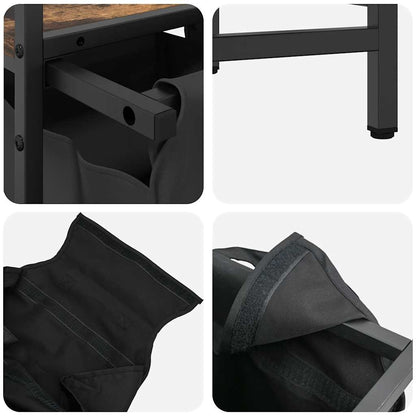 Laundry Basket 2 Compartments with Shelf Smoked Oak