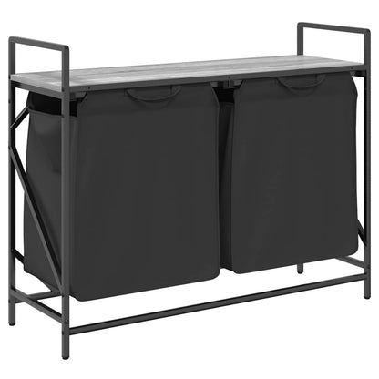 Laundry Basket 2 Compartments with Shelf Grey Sonoma