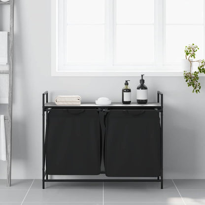 Laundry Basket 2 Compartments with Shelf Grey Sonoma