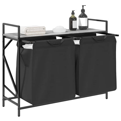 Laundry Basket 2 Compartments with Shelf Grey Sonoma