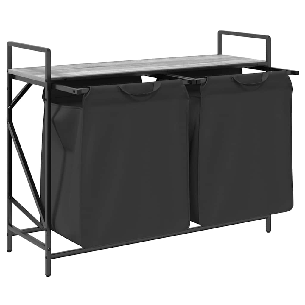 Laundry Basket 2 Compartments with Shelf Grey Sonoma