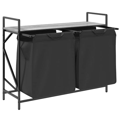 Laundry Basket 2 Compartments with Shelf Grey Sonoma