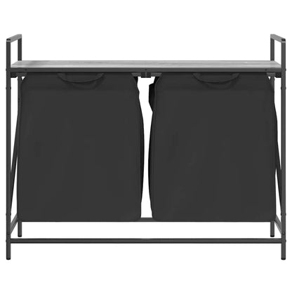 Laundry Basket 2 Compartments with Shelf Grey Sonoma