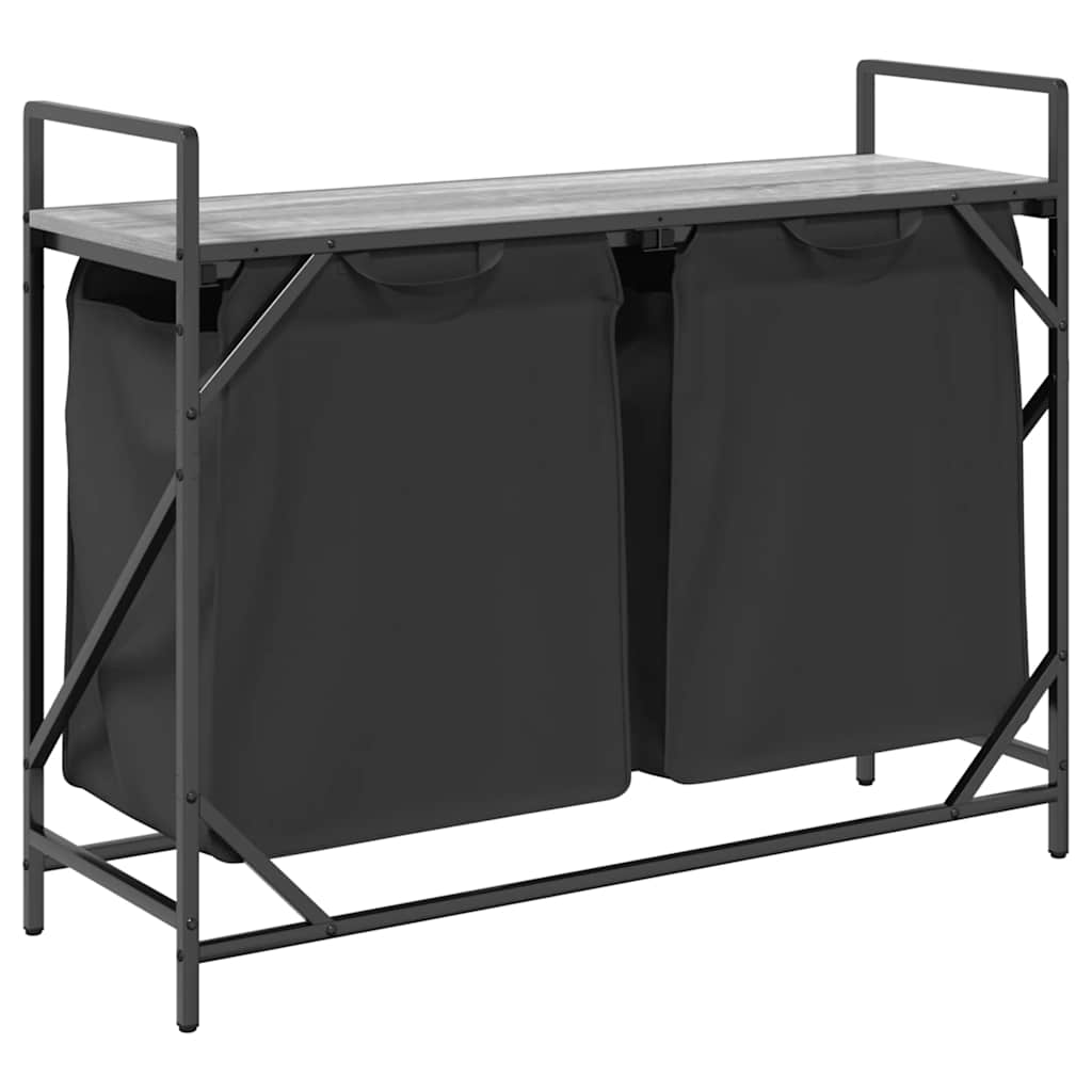 Laundry Basket 2 Compartments with Shelf Grey Sonoma