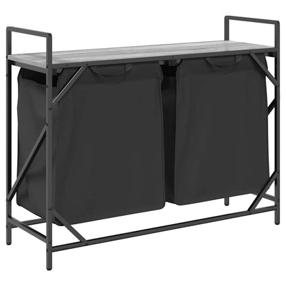 Laundry Basket 2 Compartments with Shelf Grey Sonoma