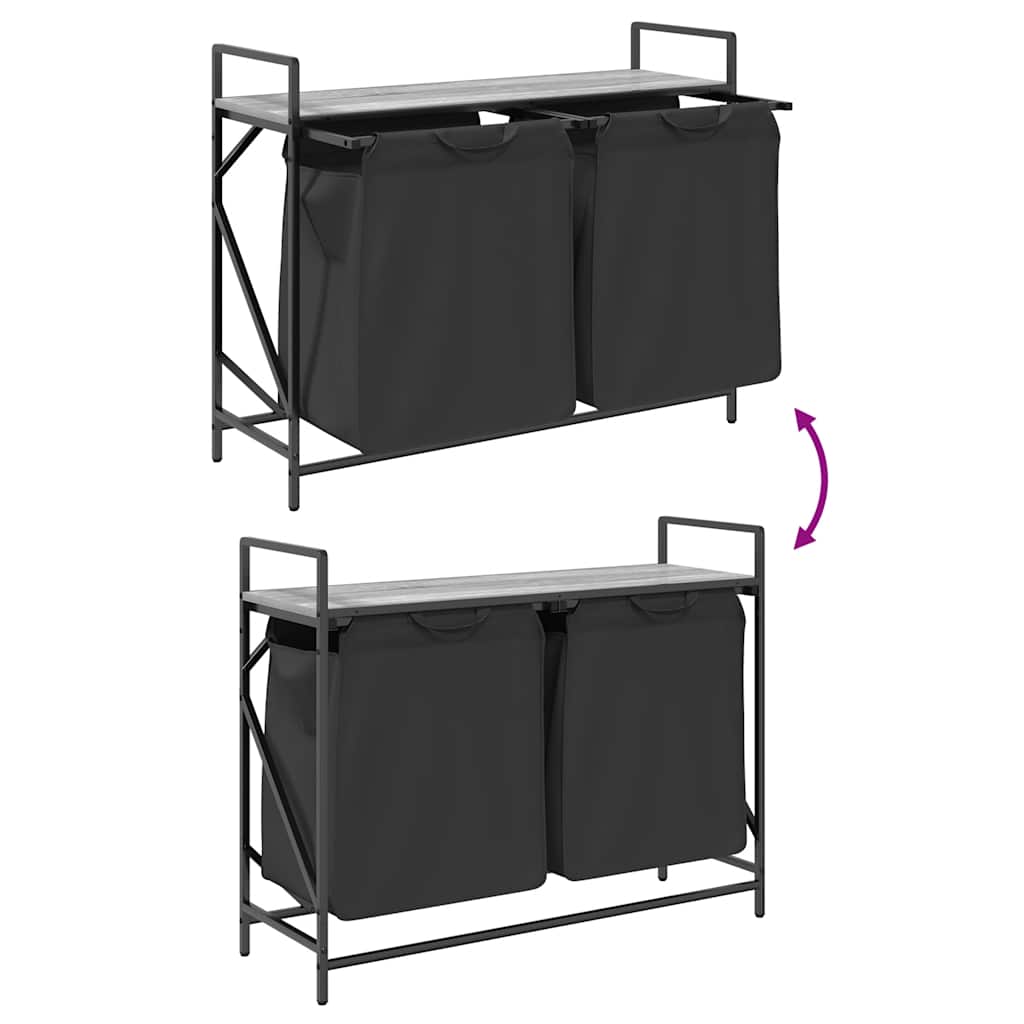 Laundry Basket 2 Compartments with Shelf Grey Sonoma