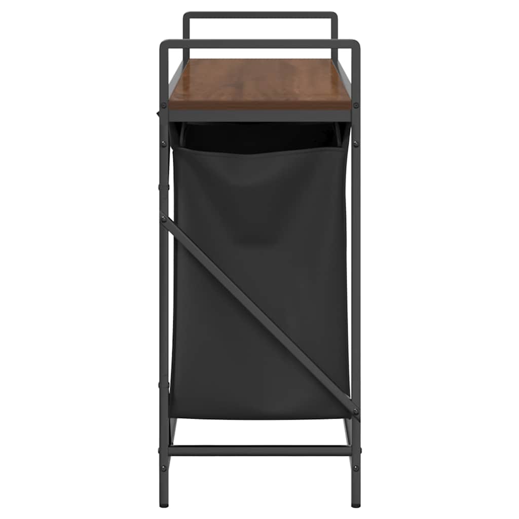 Laundry Basket 2 Compartments with Shelf Brown Oak