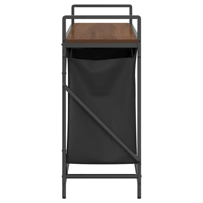 Laundry Basket 2 Compartments with Shelf Brown Oak