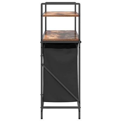 Laundry Basket 3 Compartments with Shelves Smoked Oak