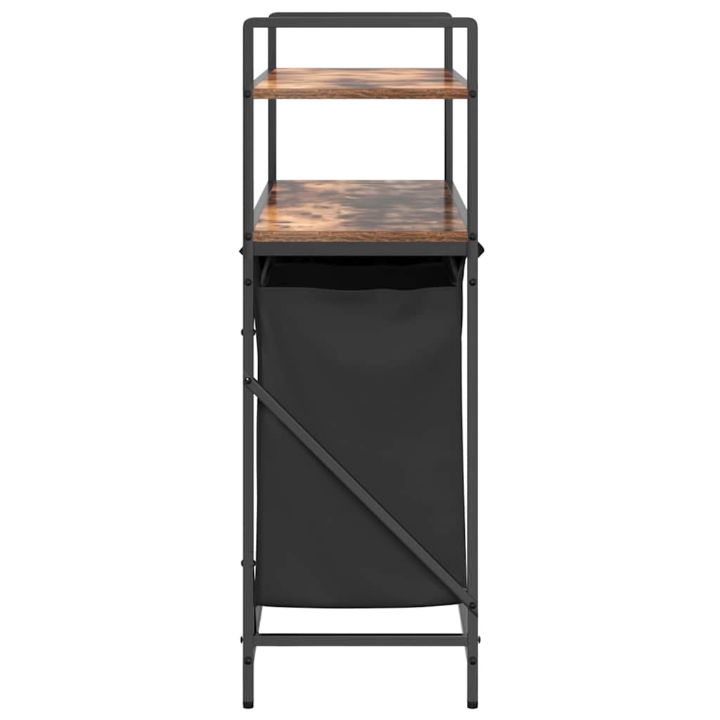 Laundry Basket 3 Compartments with Shelves Smoked Oak