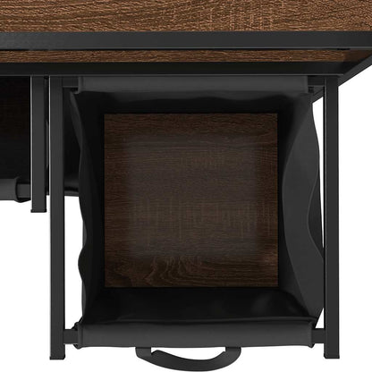 Laundry Basket 3 Compartments with Shelves Brown Oak