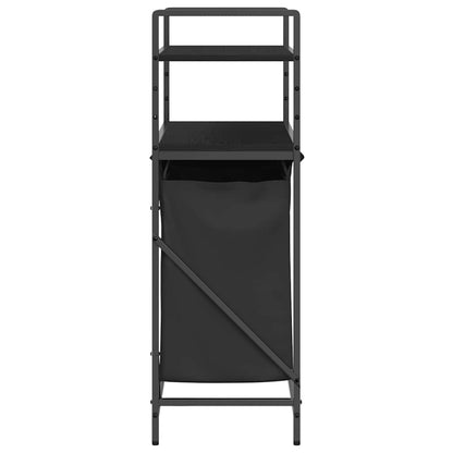 Laundry Basket 2 Compartments with Shelves Black Oak