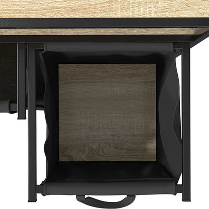 Laundry Basket 2 Compartments with Shelves Sonoma Oak