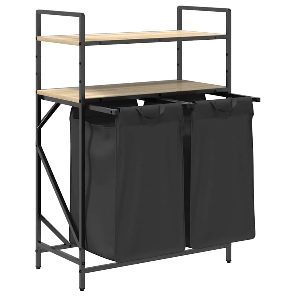 Laundry Basket 2 Compartments with Shelves Sonoma Oak