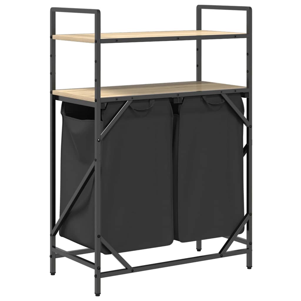 Laundry Basket 2 Compartments with Shelves Sonoma Oak