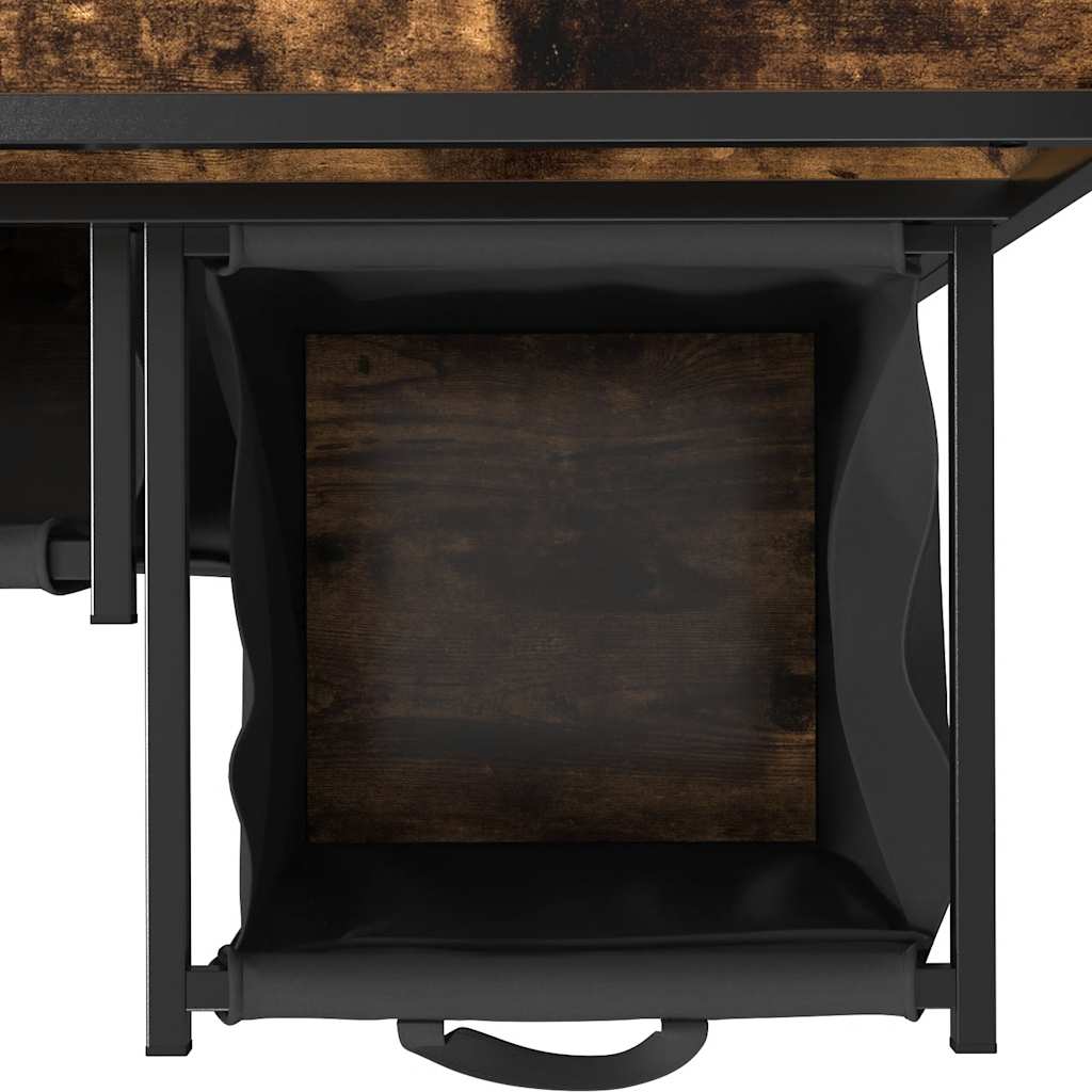 Laundry Basket 2 Compartments with Shelves Smoked Oak