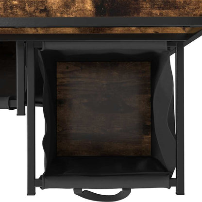 Laundry Basket 2 Compartments with Shelves Smoked Oak
