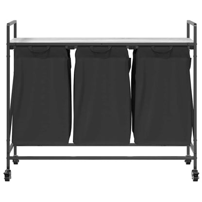 Laundry Basket 3 Compartments with Wheels Grey Sonoma