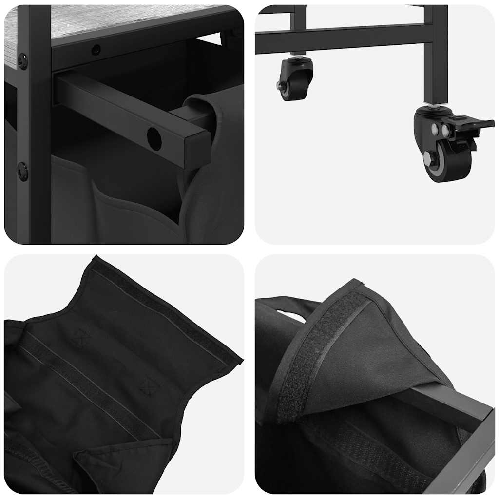 Laundry Basket 2 Compartments with Wheels Grey Sonoma