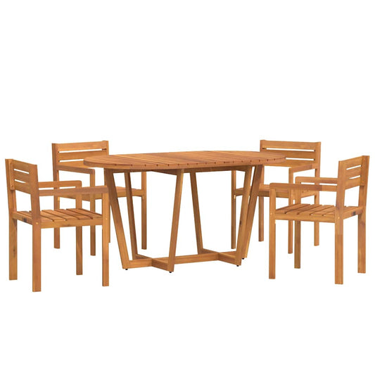 5 Piece Garden Dining Set Solid Wood Acacia