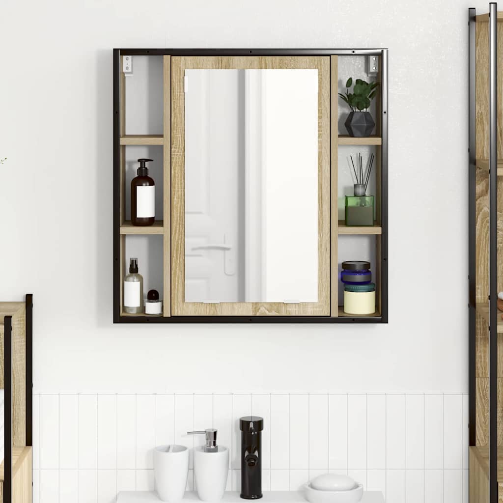 Mirror Cabinet Sonoma Oak 60 x 16 x 60 cm Engineered Wood