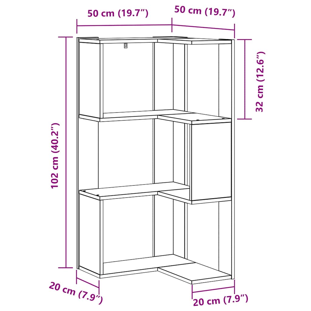 Bookcase Black Oak 50 x 50 x102 cm