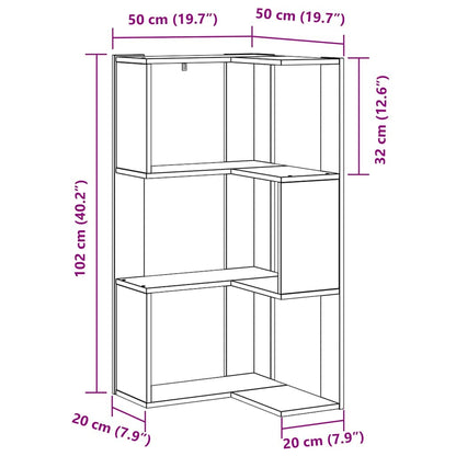 Bookcase 3-Tier 50 x 50 x102 cm Black Oak