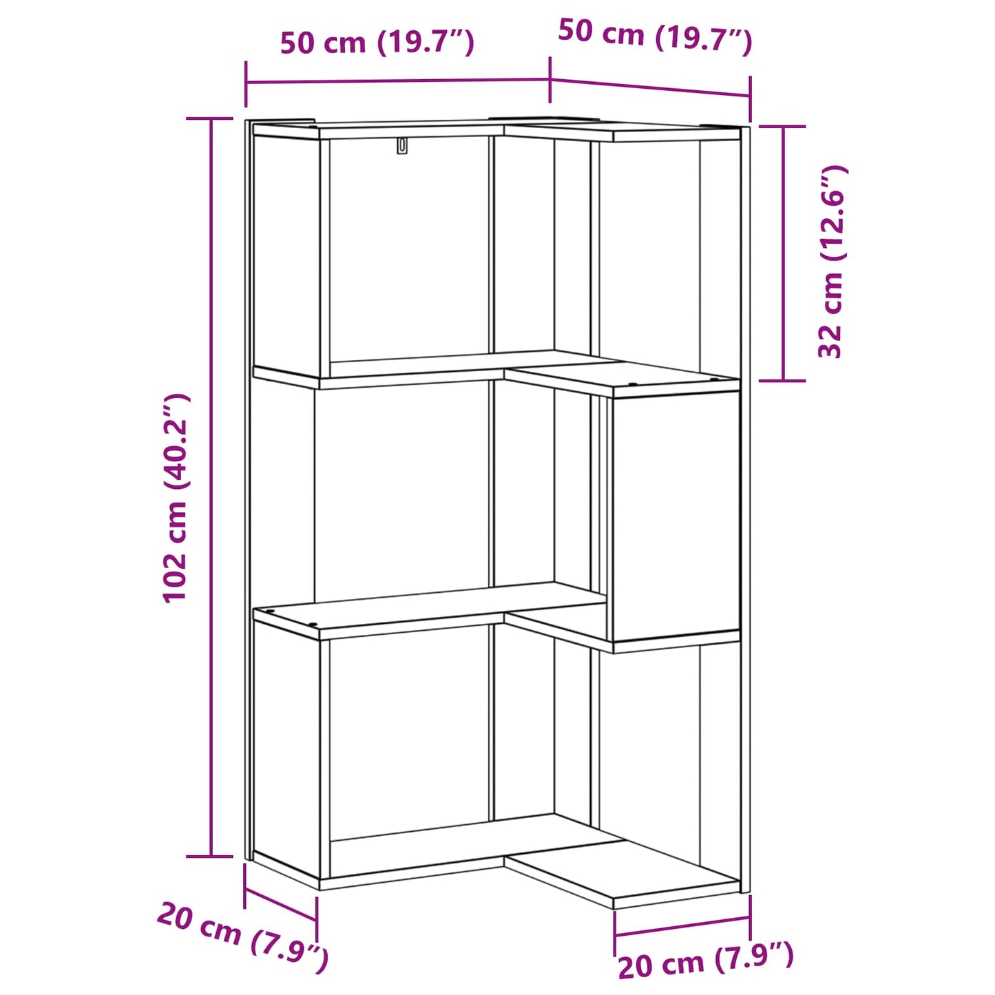 Bookcase Black Oak 50 x 50 x102 cm